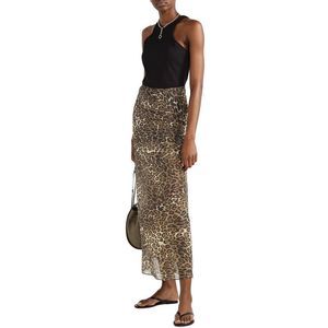 Nili Lotan Leopard Print Maxi Skirt - Brown and Black